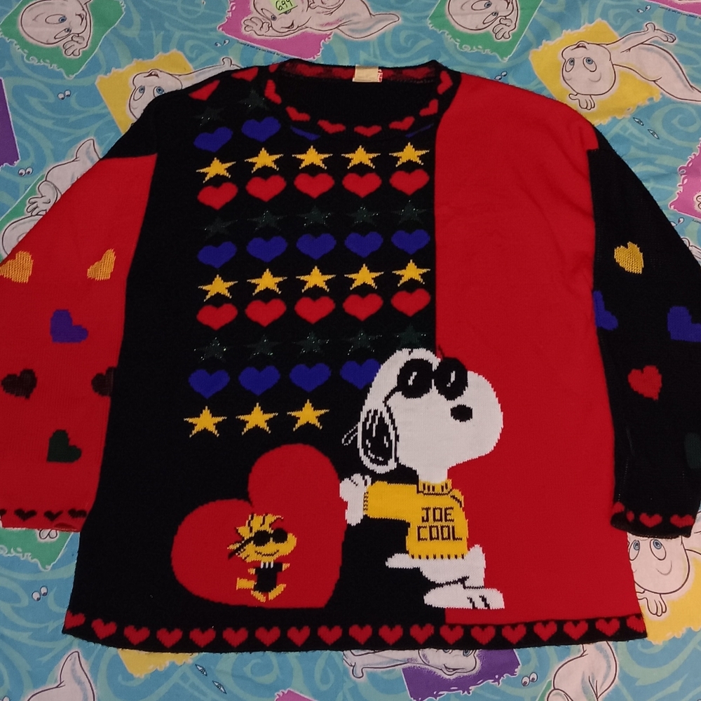 80s Snoopy & Friends Vintage Heart Sweater Peanuts